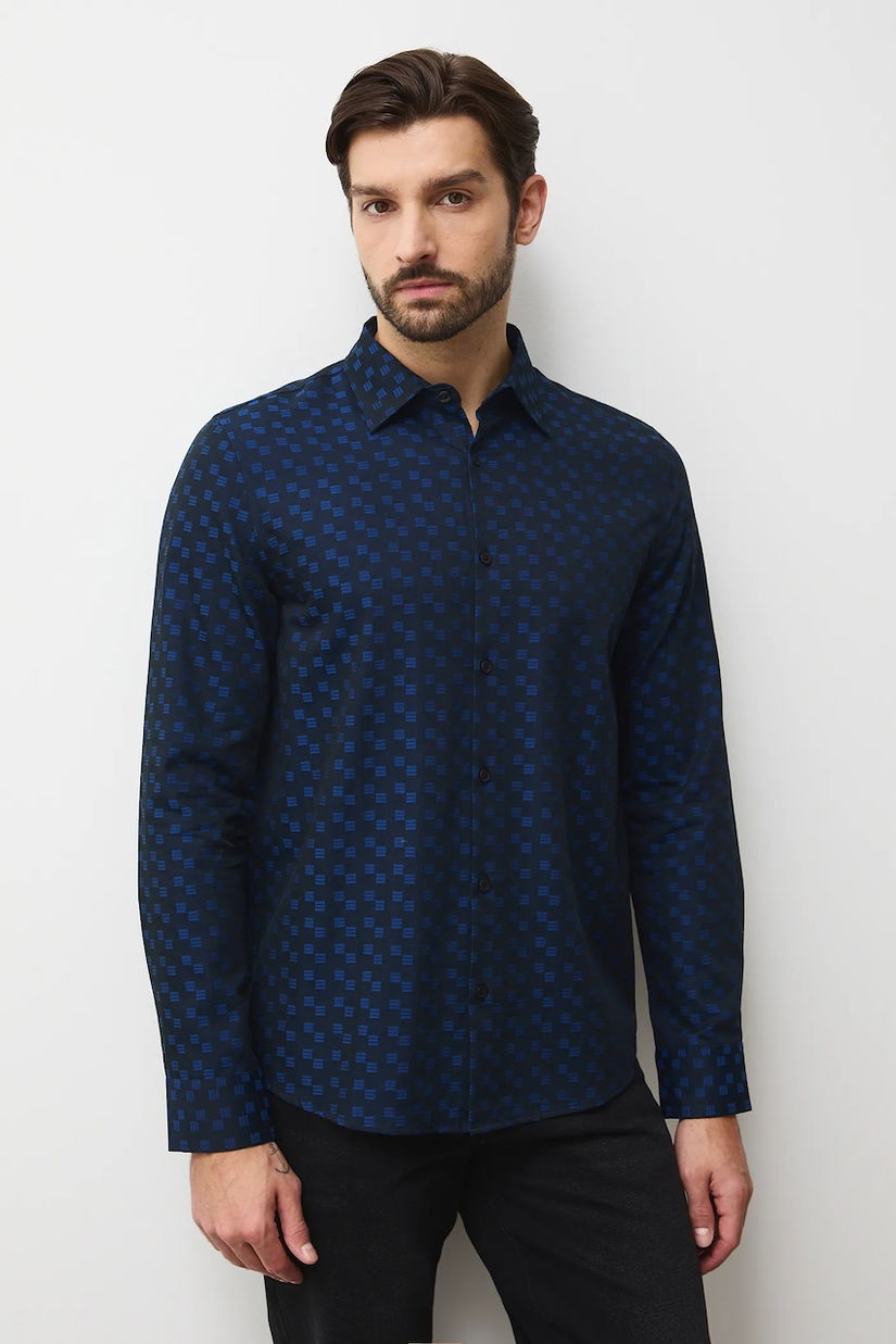 Medicine camasa din bumbac culoarea albastru marin