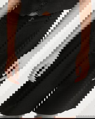 Marc O'Polo pantaloni scurți culoarea negru, cu imprimeu, high waist, 5000007582