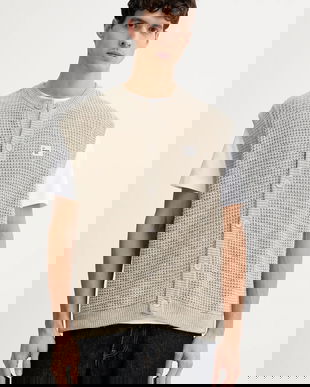 American Vintage vestă din amestec de lână culoarea bej, MCRA19B