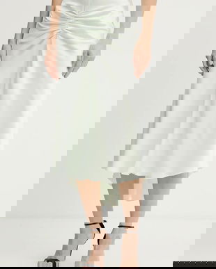 Victoria Beckham fustă culoarea verde, midi, drept, 1126WSK006985A