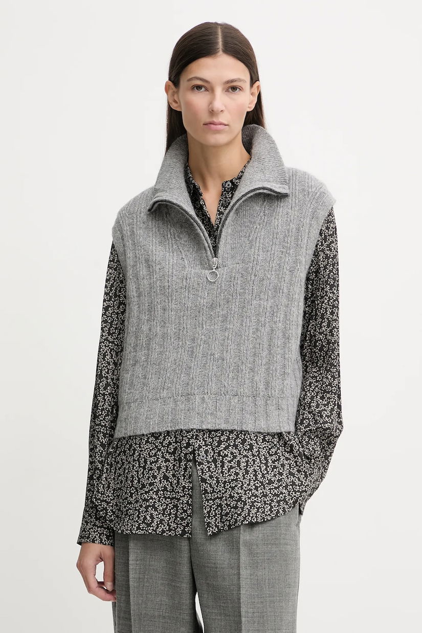 Marc O'Polo vestă din amestec de lână culoarea gri, 5000007565