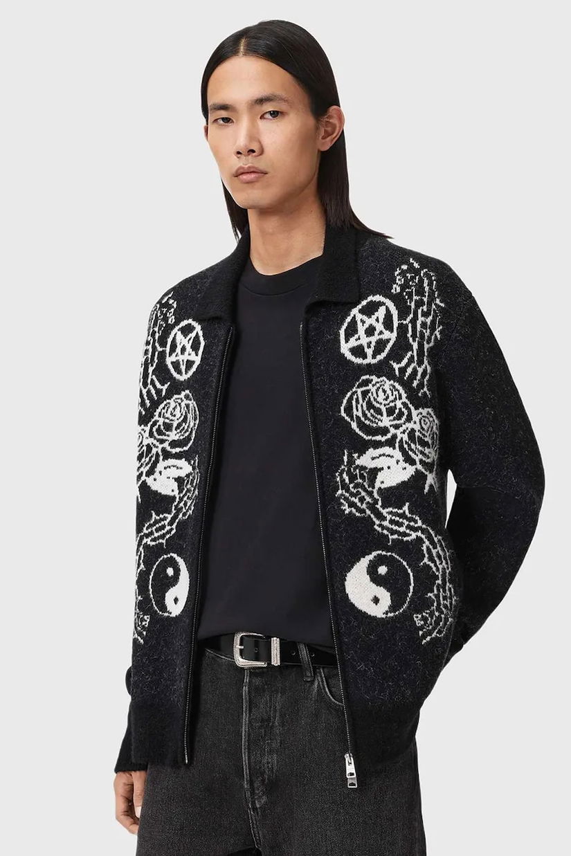 AllSaints cardigan cu alpaca culoarea negru, M056KD