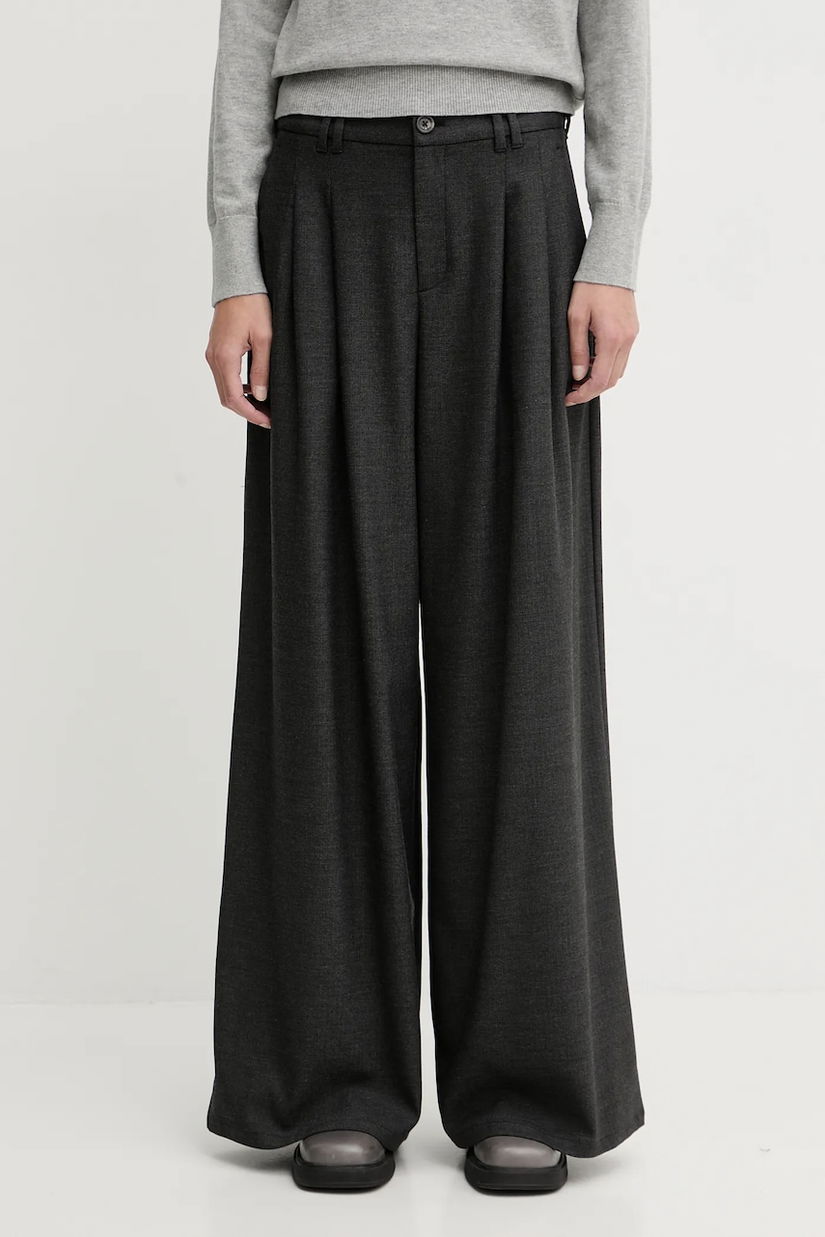 Marc O'Polo pantaloni culoarea gri, lat, high waist, 5000007653