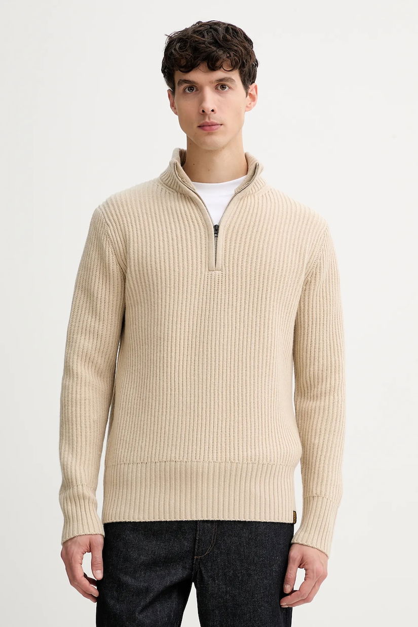 G-Star pulover din amestec de lână culoarea bej, călduros, cu turtleneck, D23938.E212