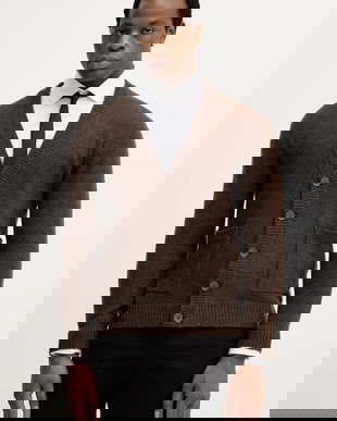 Lindbergh cardigan din amestec de lână culoarea maro, 30.800223