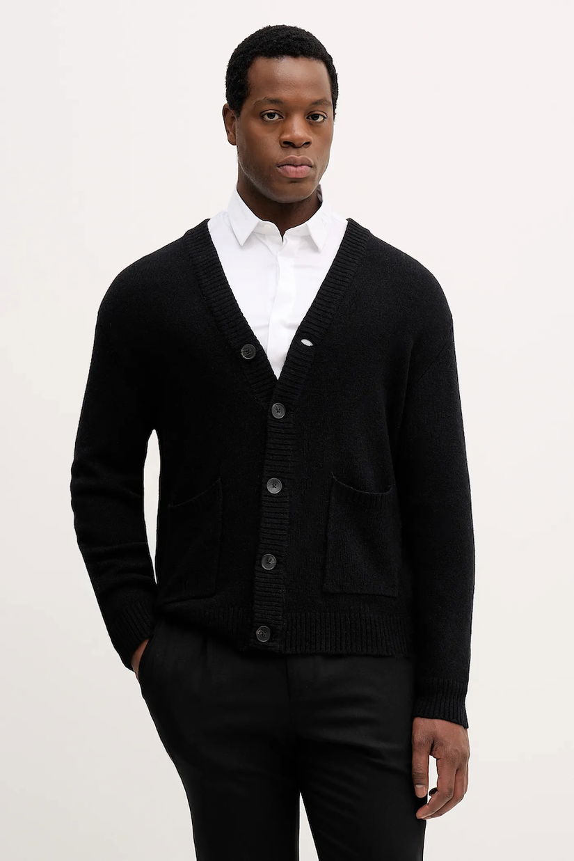 Lindbergh cardigan din amestec de lână culoarea negru, 30.800223