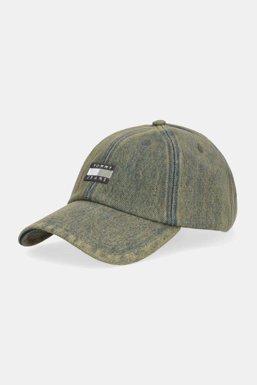 Tommy Jeans șapcă de baseball din denim culoarea verde, AM0AM13853