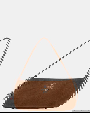 Tommy Jeans poșetă de piele culoarea maro, AW0AW18309