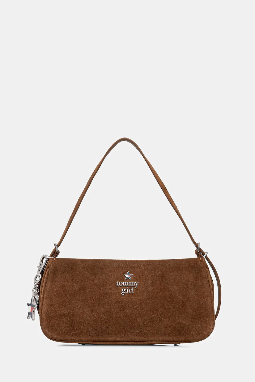 Tommy Jeans poșetă de piele culoarea maro, AW0AW18309