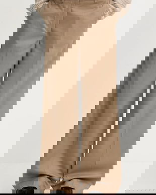 Marc O'Polo pantaloni culoarea bej, lat, high waist, 600001910009