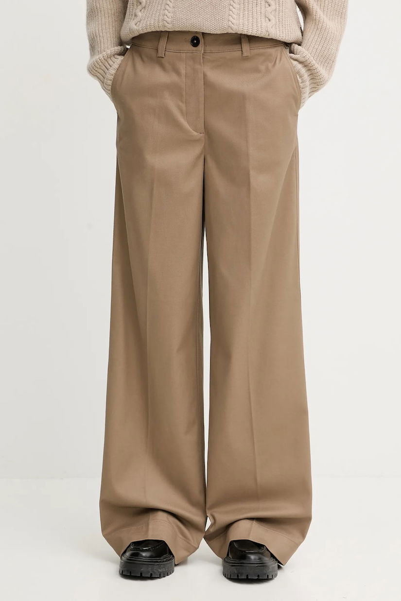 Marc O'Polo pantaloni culoarea bej, lat, high waist, 600001910009