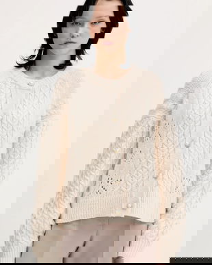 Tommy Jeans cardigan din amestec de lână culoarea bej, călduros, DW0DW22511