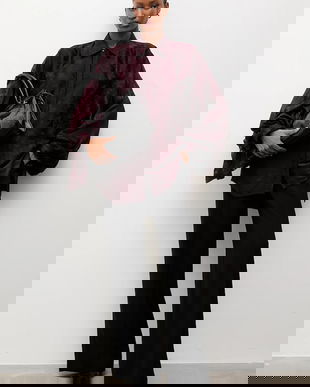 Answear.LAB camasa culoarea bordo, cu guler clasic, relaxed