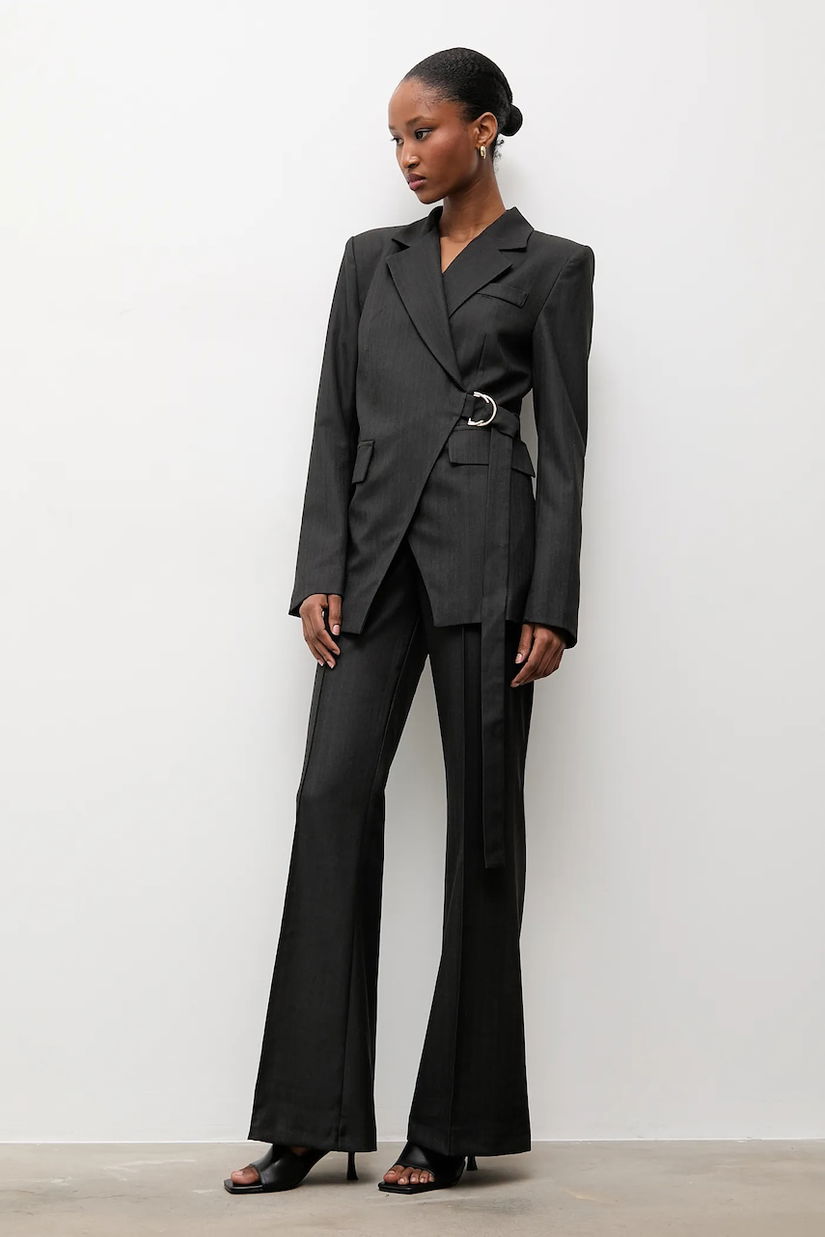 Answear.LAB sacou culoarea gri, un singur rand de nasturi, neted