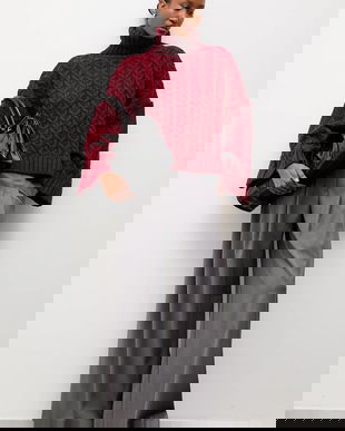 Answear.LAB pulover culoarea bordo, cu guler