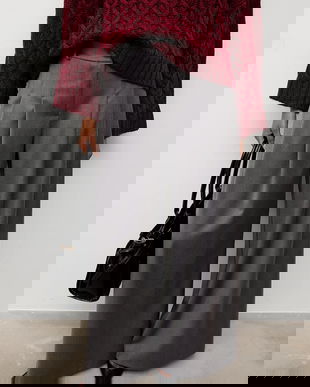 Answear.LAB pantaloni culoarea gri, lat, high waist