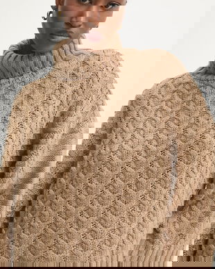 Answear.LAB pulover culoarea bej, călduros, cu guler