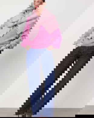 Medicine pulover din lână de alpaca culoarea roz, călduros