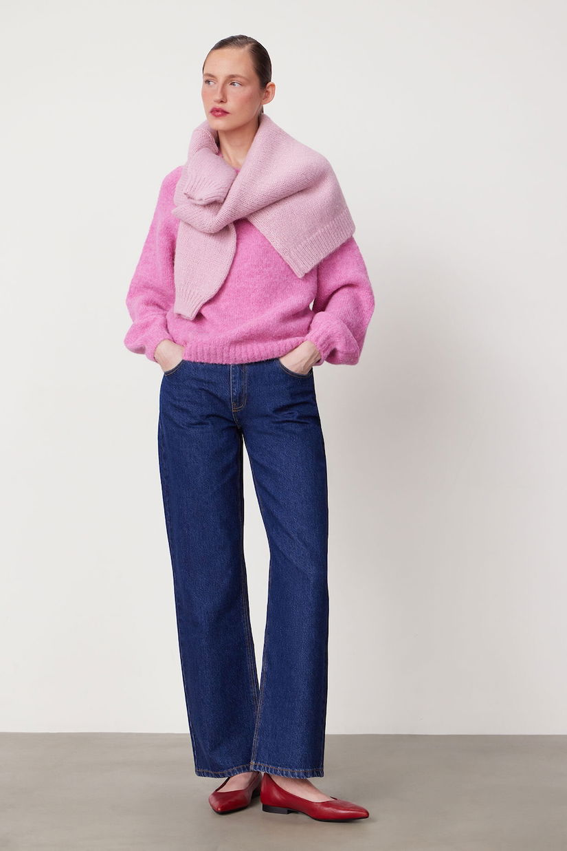 Medicine pulover din lână de alpaca culoarea roz, călduros