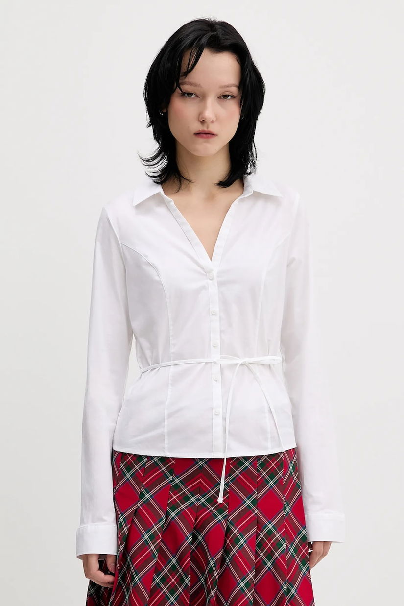 Hollister Co. cămașă culoarea alb, cu guler clasic, slim, KI340-5442