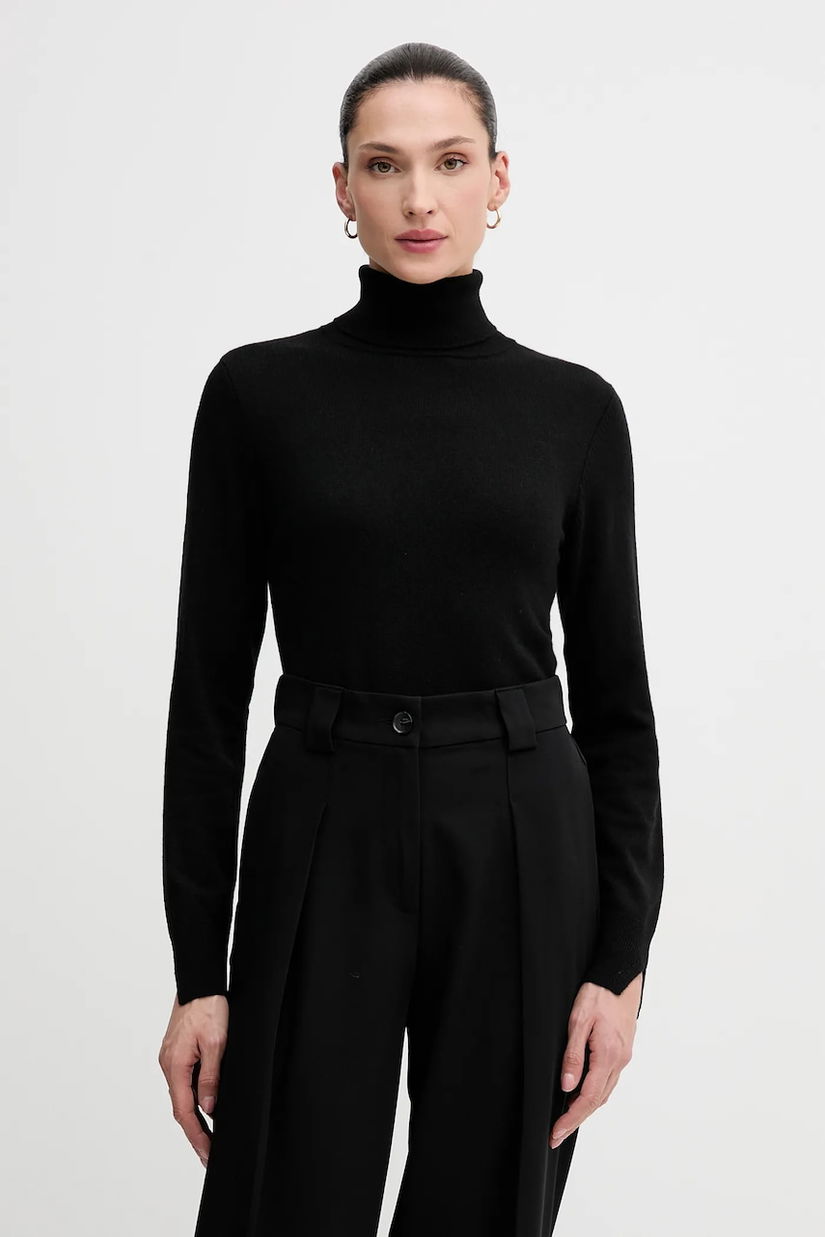 Sisley pulover din amestec de lână culoarea gri, light, cu guler, 102HM2174