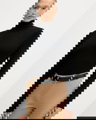 Sisley pulover culoarea maro, light, cu guler, 11BAM201C