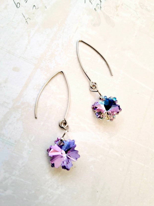 Cercei CRACIUN fulgi de nea sticla tip Swarovski