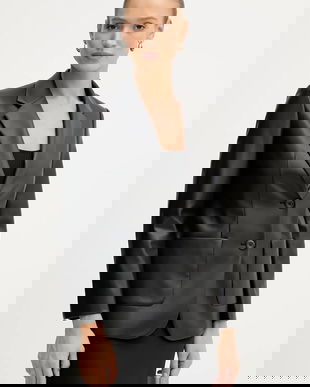 Sisley sacou culoarea negru, un singur rând de nasturi, uni, 22V3LW038