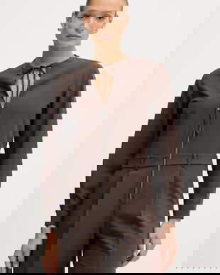 Sisley salopetă culoarea maro, cu decolteu legat, 4RRVLT00R