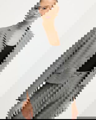 Sisley sacou culoarea gri, un singur rând de nasturi, uni, 2V99LW03K