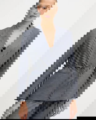 Sisley sacou culoarea gri, cu doua rânduri de nasturi, uni, 2K2KLW03C