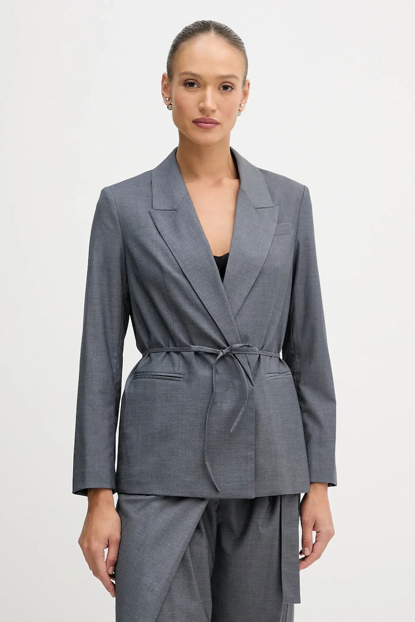 Sisley sacou culoarea gri, cu doua rânduri de nasturi, uni, 2K2KLW03C