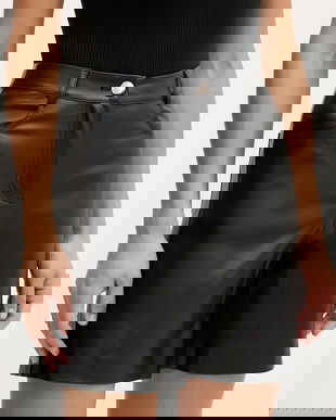 Sisley pantaloni scurți culoarea negru, uni, high waist, 44UKL901Q