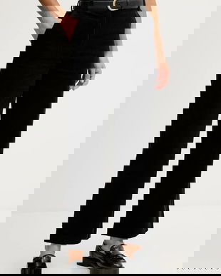 Sisley pantaloni culoarea negru, drept, high waist, 49L0LF07U