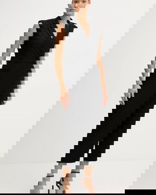 Sisley salopetă din amestec de lână culoarea negru, cu decolteu in v, 41FQLT00S