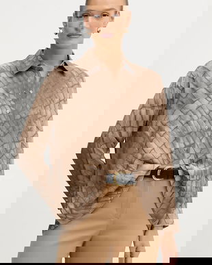 Sisley cămașă culoarea bej, cu guler clasic, relaxed, 5W4VLQ07F