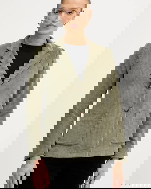 United Colors of Benetton sacou din velur culoarea verde, un singur rand de nasturi, uni, 2Q5GDW03I