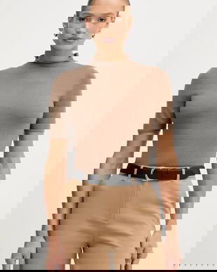 Sisley pulover din amestec de lână culoarea rosu, cu turtleneck, 11BAM105P