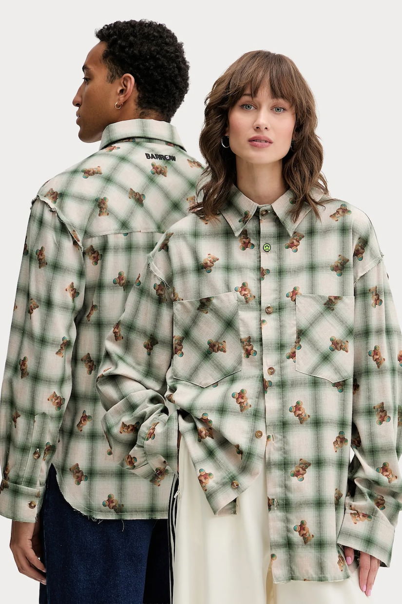 Barrow cămașă din bumbac culoarea verde, cu guler clasic, relaxed, F5BWUASI050