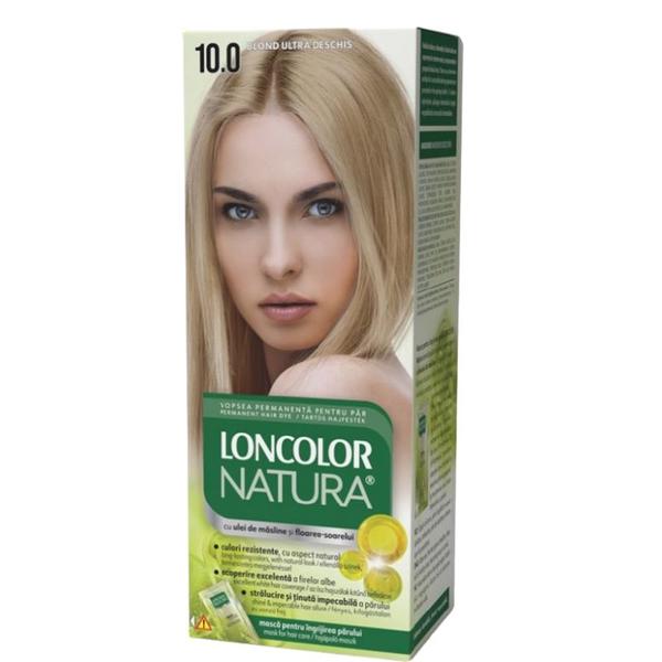 Vopsea Permanenta pentru Par cu Amoniac - Loncolor Natura, nuanta 10.0 Blond Ultra Deschis, 1 pachet