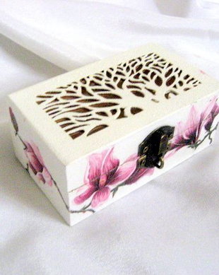 cutie lemn decorata cu flori 50645