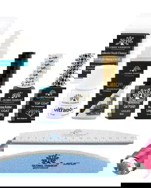 Imagine produs Set manichiură Global Fashion, Eu lucrez la calculator, baza rezistentă, ojă semipermanentă, multicolor