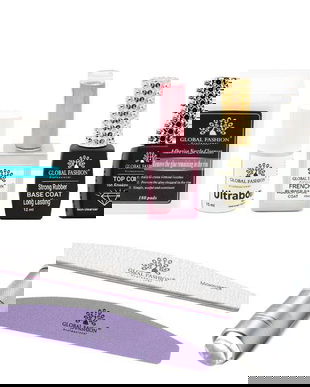 Set de produse pentru manichiură Global Fashion, lampă UV/LED, ulei cuticule, bază cauciucată