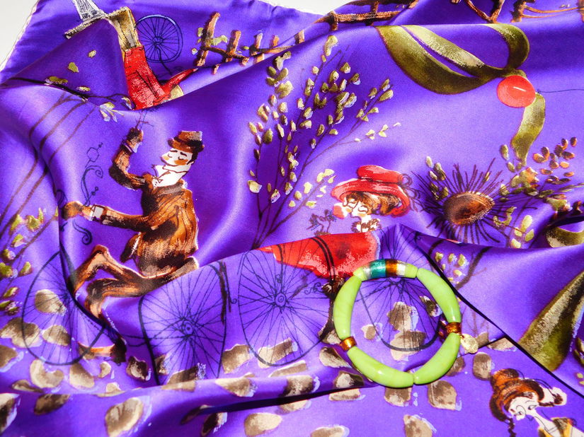 Esarfa noua Italia,  deosebita  matase naturala imprimeu manual ,