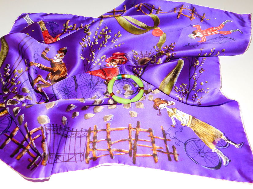 Esarfa noua Italia,  deosebita  matase naturala imprimeu manual ,