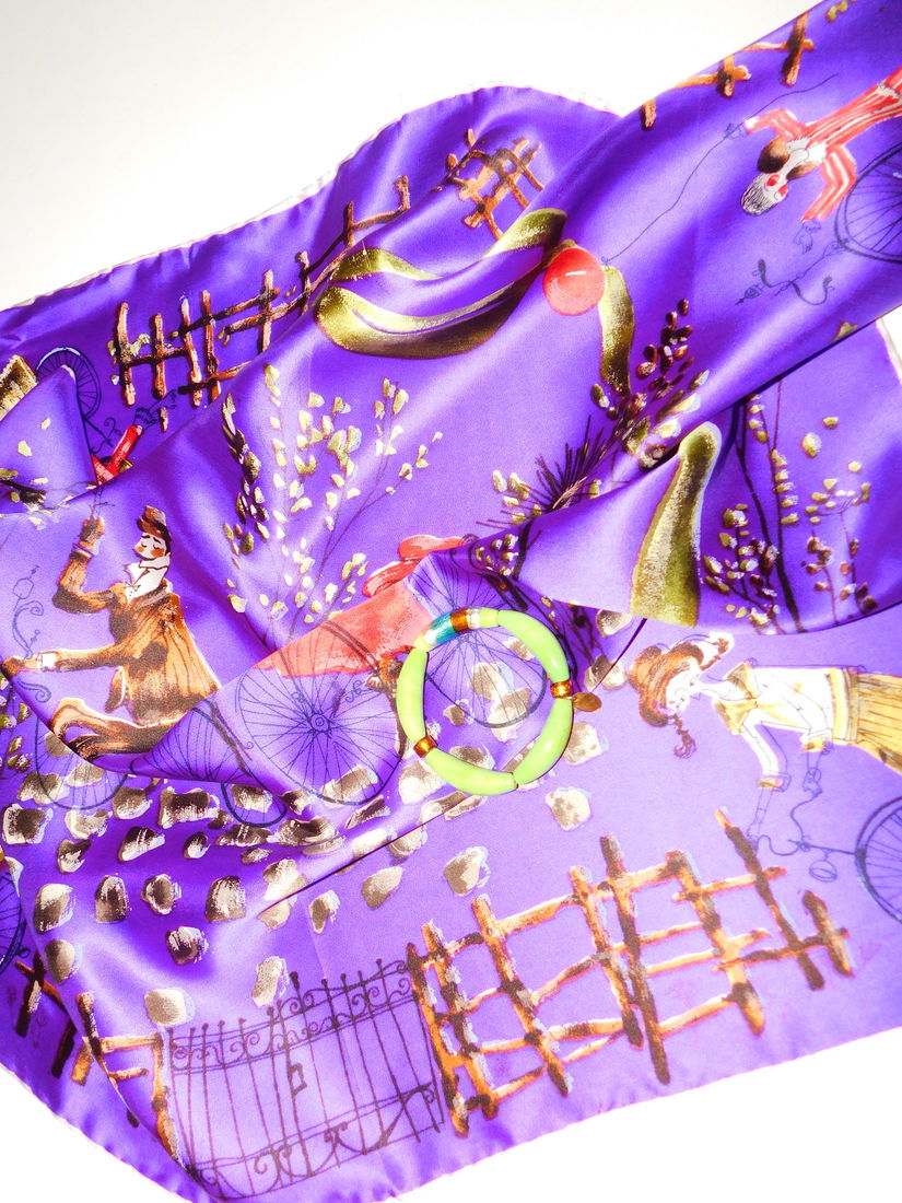 Esarfa noua Italia,  deosebita  matase naturala imprimeu manual ,