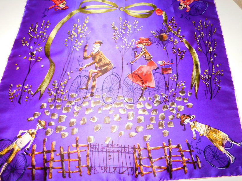 Esarfa noua Italia,  deosebita  matase naturala imprimeu manual ,