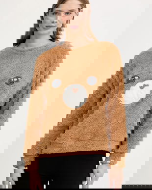 United Colors of Benetton bluză pijama culoarea maro, 3UKC3M07Z