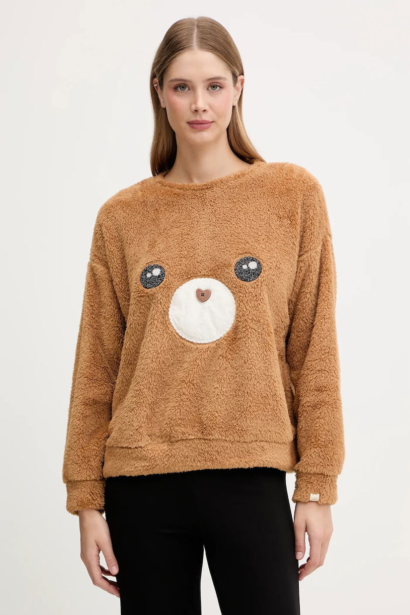 United Colors of Benetton bluză pijama culoarea maro, 3UKC3M07Z