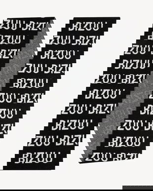 Bizuu eșarfă cu lână LOGGU culoarea negru, cu imprimeu, LOGGU CZARNY